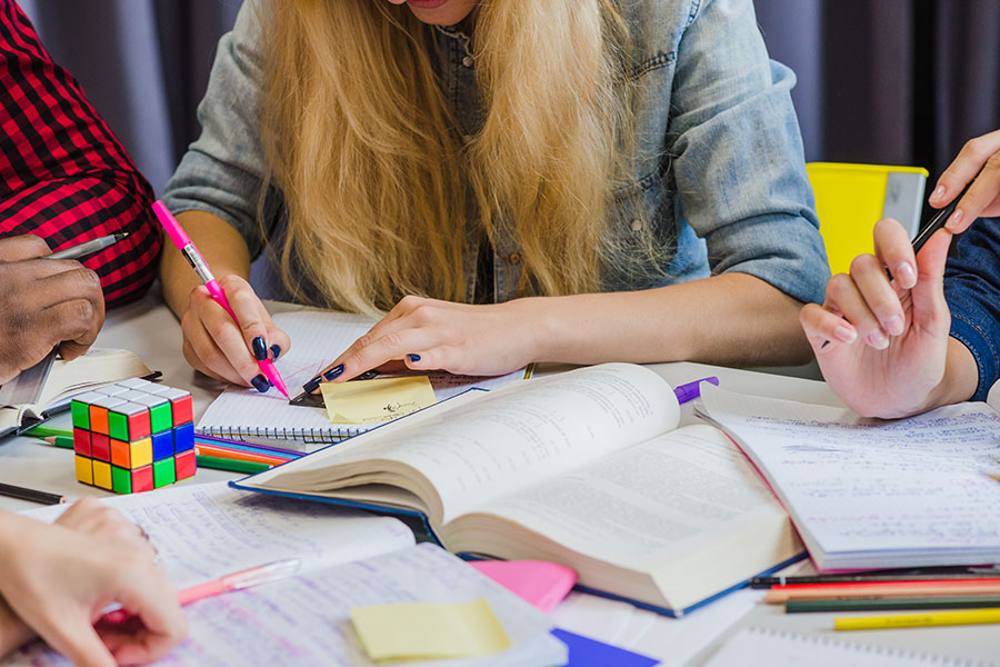 creative career students studying together