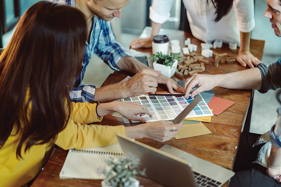 design and marketing team working